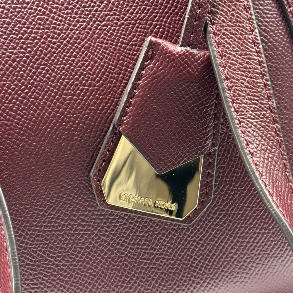 Michael Kors Jet Set Travel Leather Tote Lrg Shoulder Bag Maroon Red MK Logo EUC - Picture 4 of 12